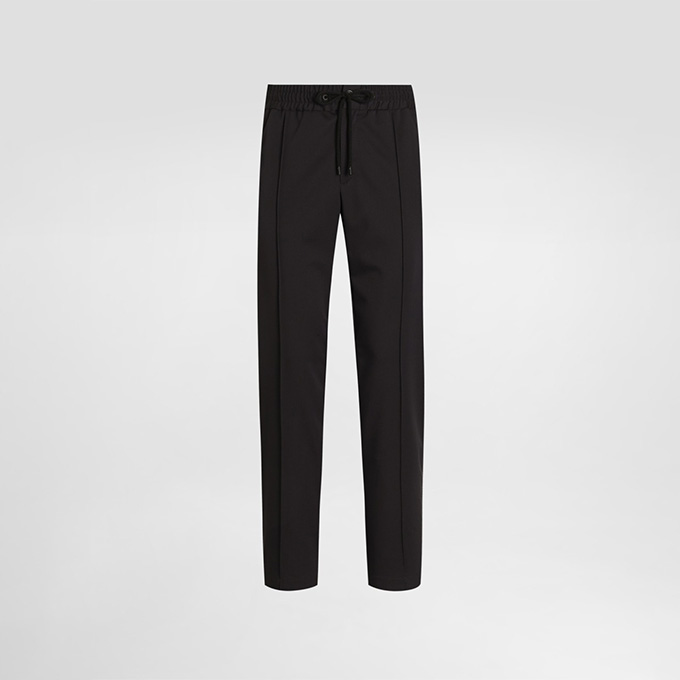 dolce & gabbana drawstring wool straight leg casual trouser
